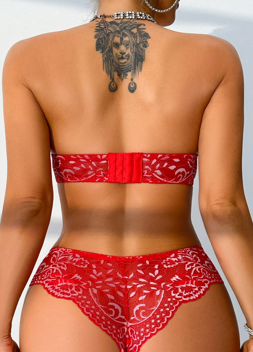 Красный демисезонный комплект (бюстгальтер, трусики) SHEIN