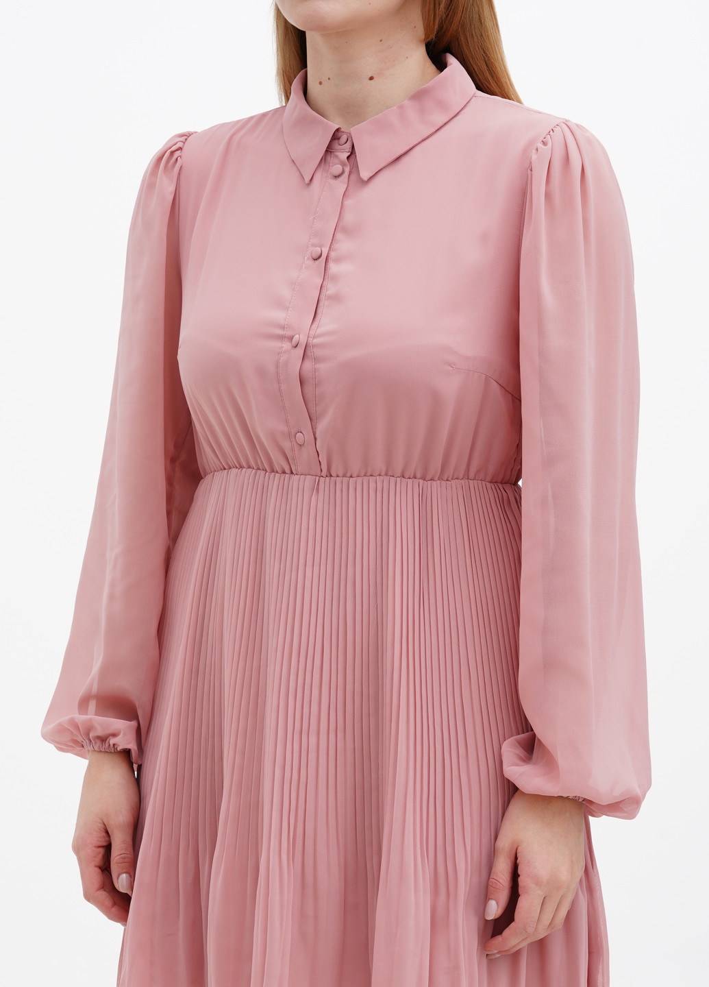 Світло-рожева кежуал сукня сорочка, плісована NA-KD однотонна