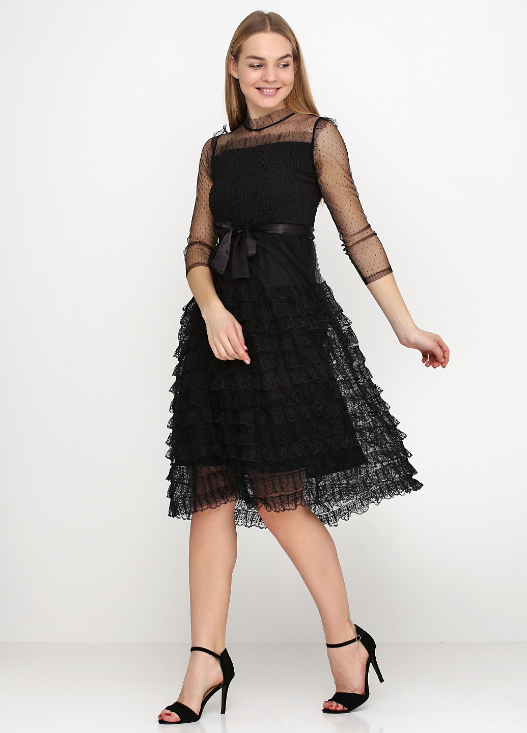 Черное коктейльное платье di classe однотонное