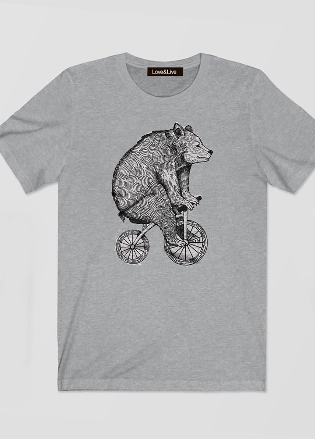 Сіра футболка чоловіча сіра мишка на велосипеді love & live Love&Live