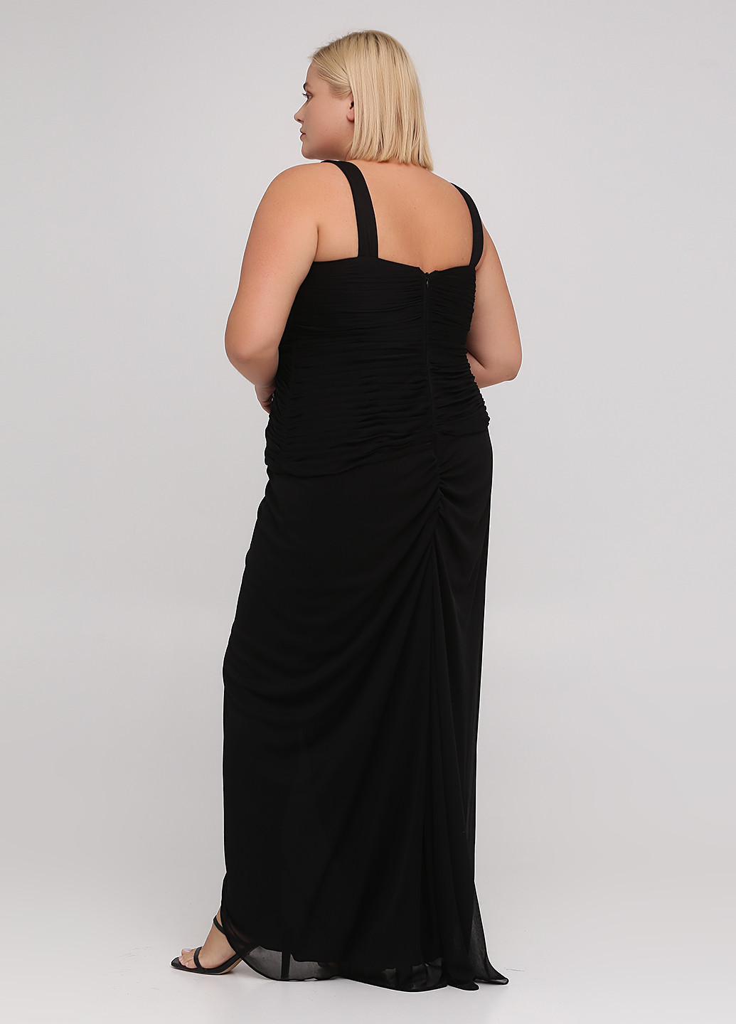 Черное вечернее платье с открытой спиной, футляр Adrianna Papell однотонное