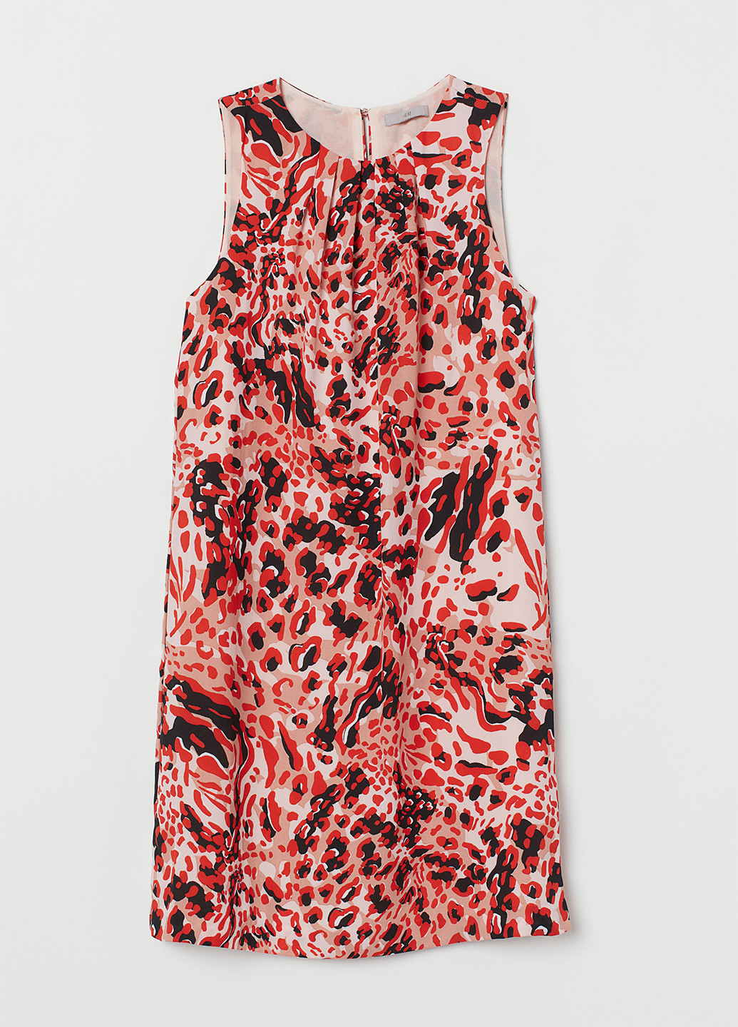 Темно-красное кэжуал платье H&M с абстрактным узором