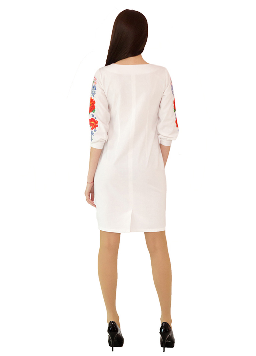 Білий кежуал сукня ЕтноМодерн з малюнком