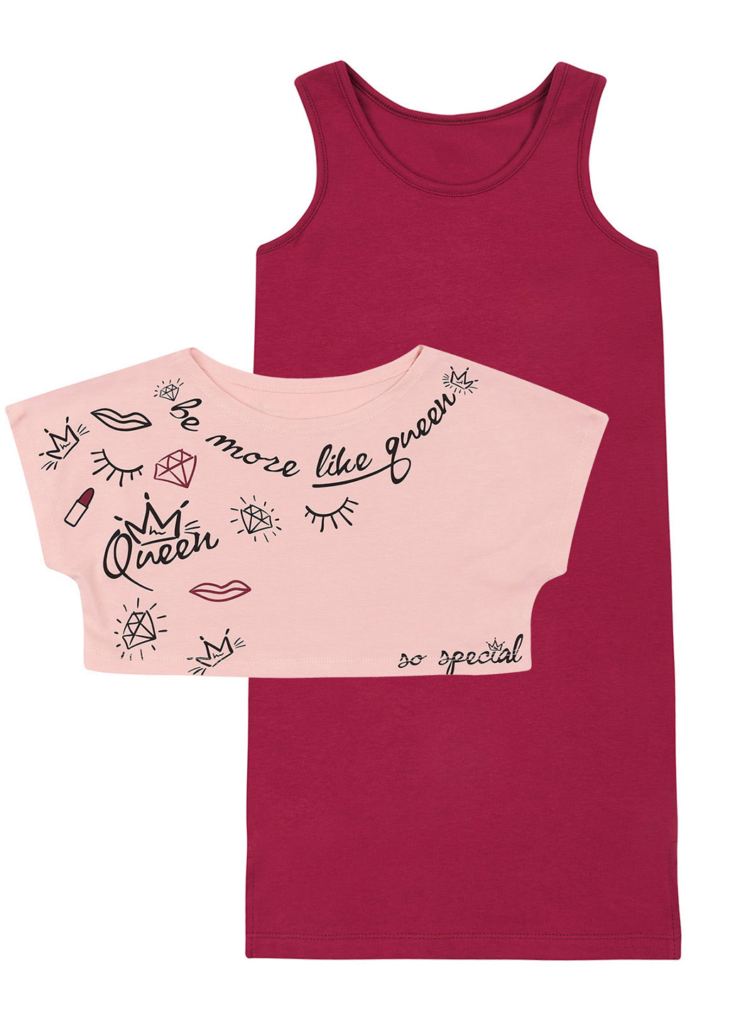 Бордовый летний комплект (сарафан, топ) Z16