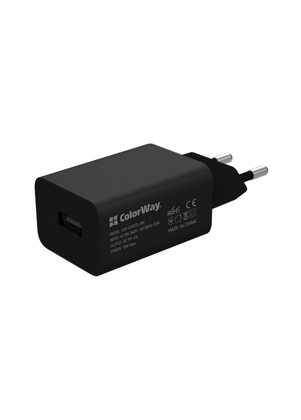 Зарядное устройство (CW-CHS012CC-BK) Colorway 1USB AUTO ID 2A (10W) black + cable Type C (253507168)