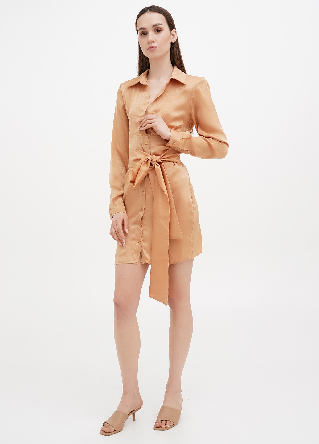 Бежевое кэжуал платье рубашка Vicolo однотонное