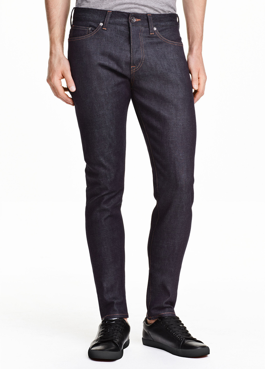 Темно-синие демисезонные зауженные джинсы H&M