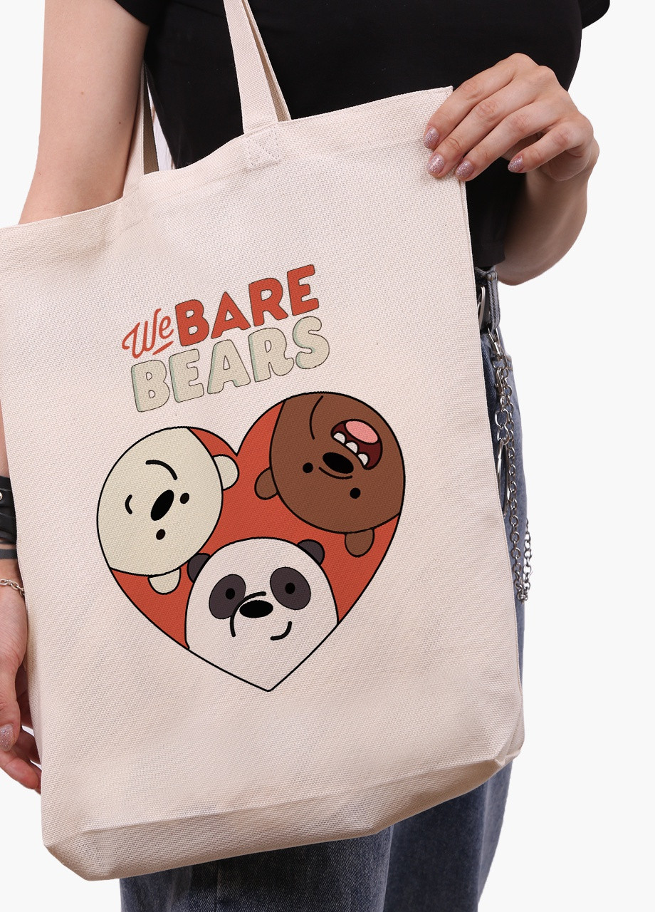 Эко сумка шоппер белая Вся правда о медведях (We Bare Bears) (9227-2669-WTD-1) экосумка шопер 41*39*8 см MobiPrint (216642199)
