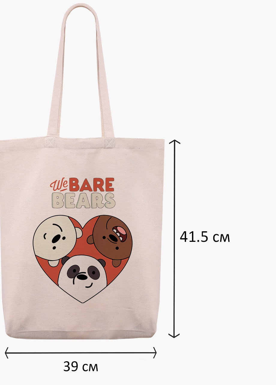 Эко сумка шоппер белая Вся правда о медведях (We Bare Bears) (9227-2669-WTD-1) экосумка шопер 41*39*8 см MobiPrint (216642199)