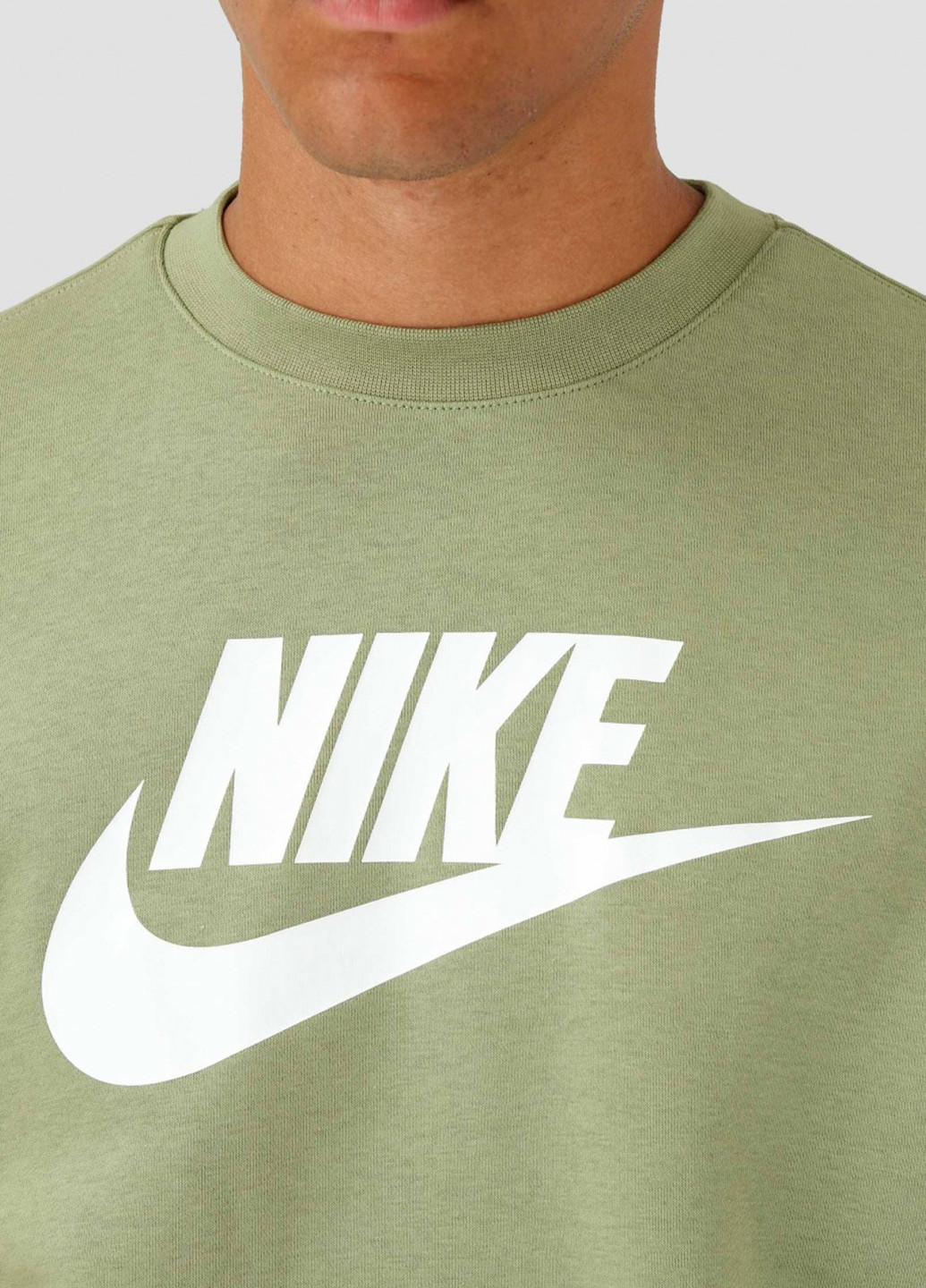 Свитшот Nike - Прямой крой логотип оливковый спортивный хлопок, трикотаж - (254550131)