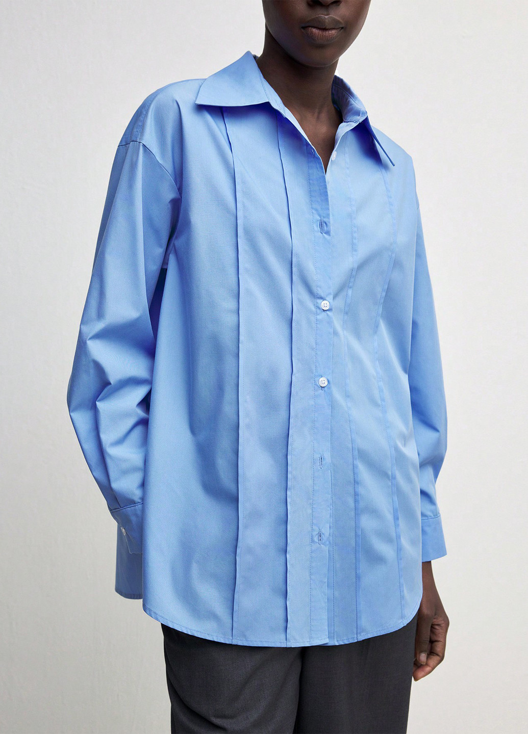 Голубой кэжуал рубашка однотонная SHEIN