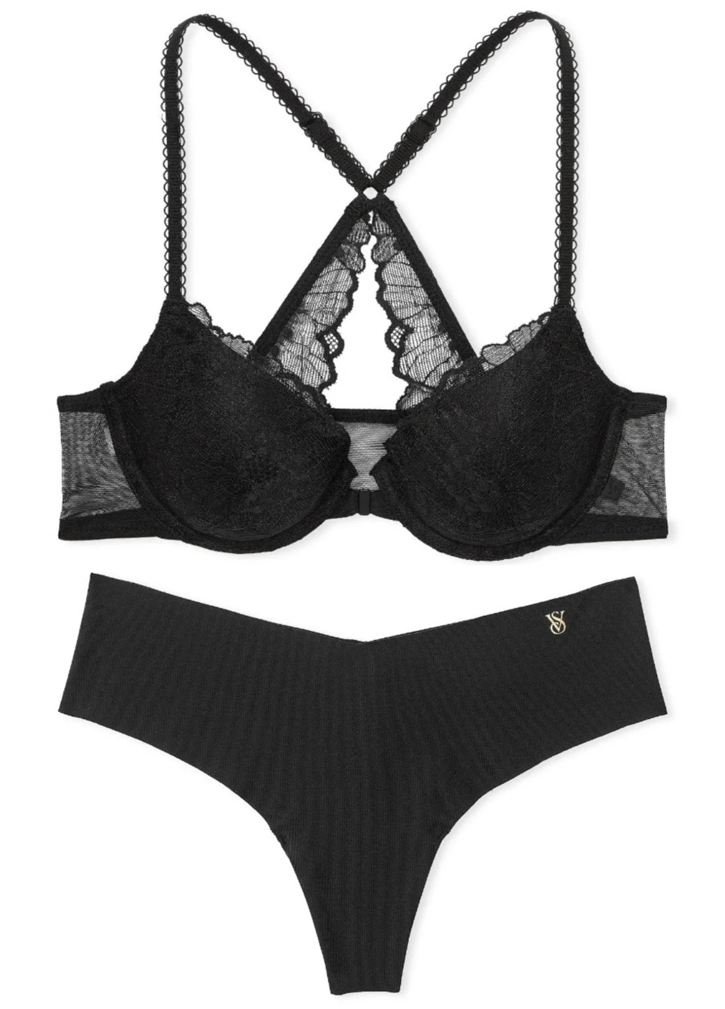Чорний демісезонний комплект (бюстгальтер, трусики) Victoria's Secret