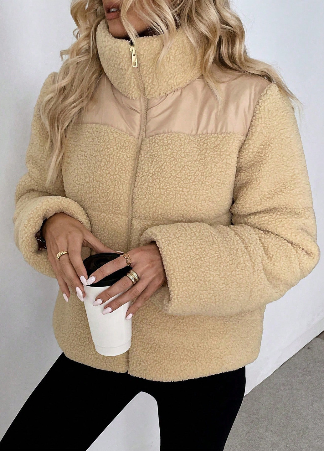 Світло-бежева зимня куртка SHEIN