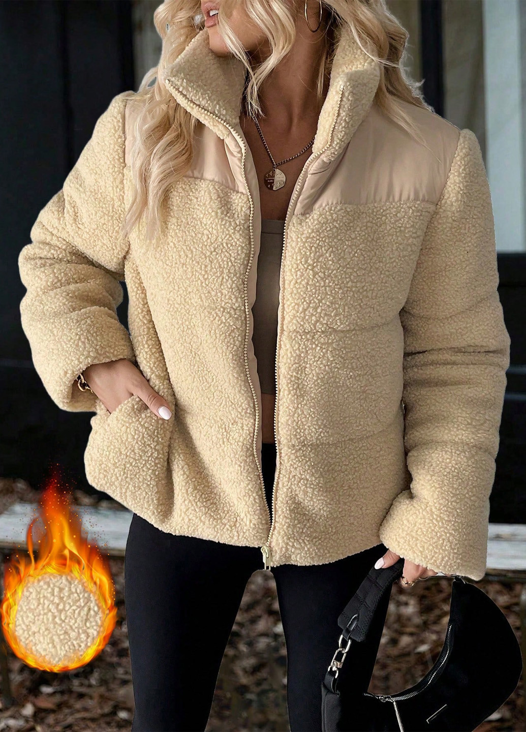 Світло-бежева зимня куртка SHEIN