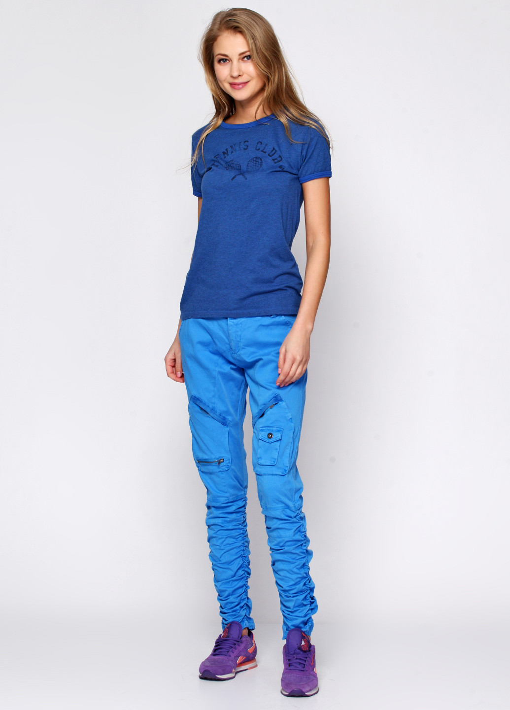 Светло-синие кэжуал демисезонные галифе брюки Culture