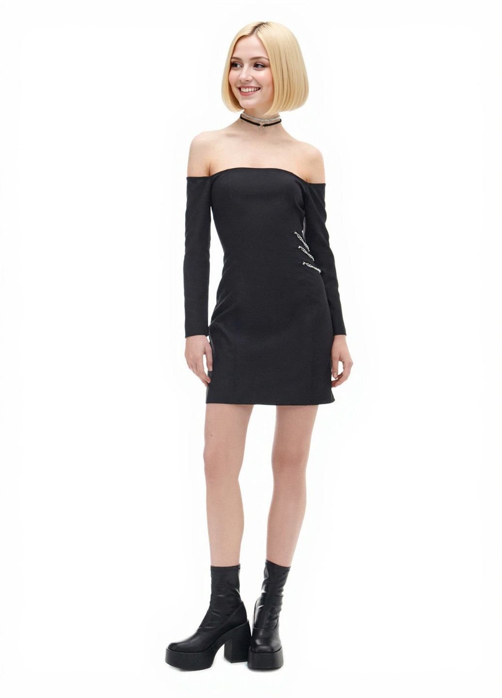 Чорна вечірня сукня з відкритими плечима Cropp однотонна