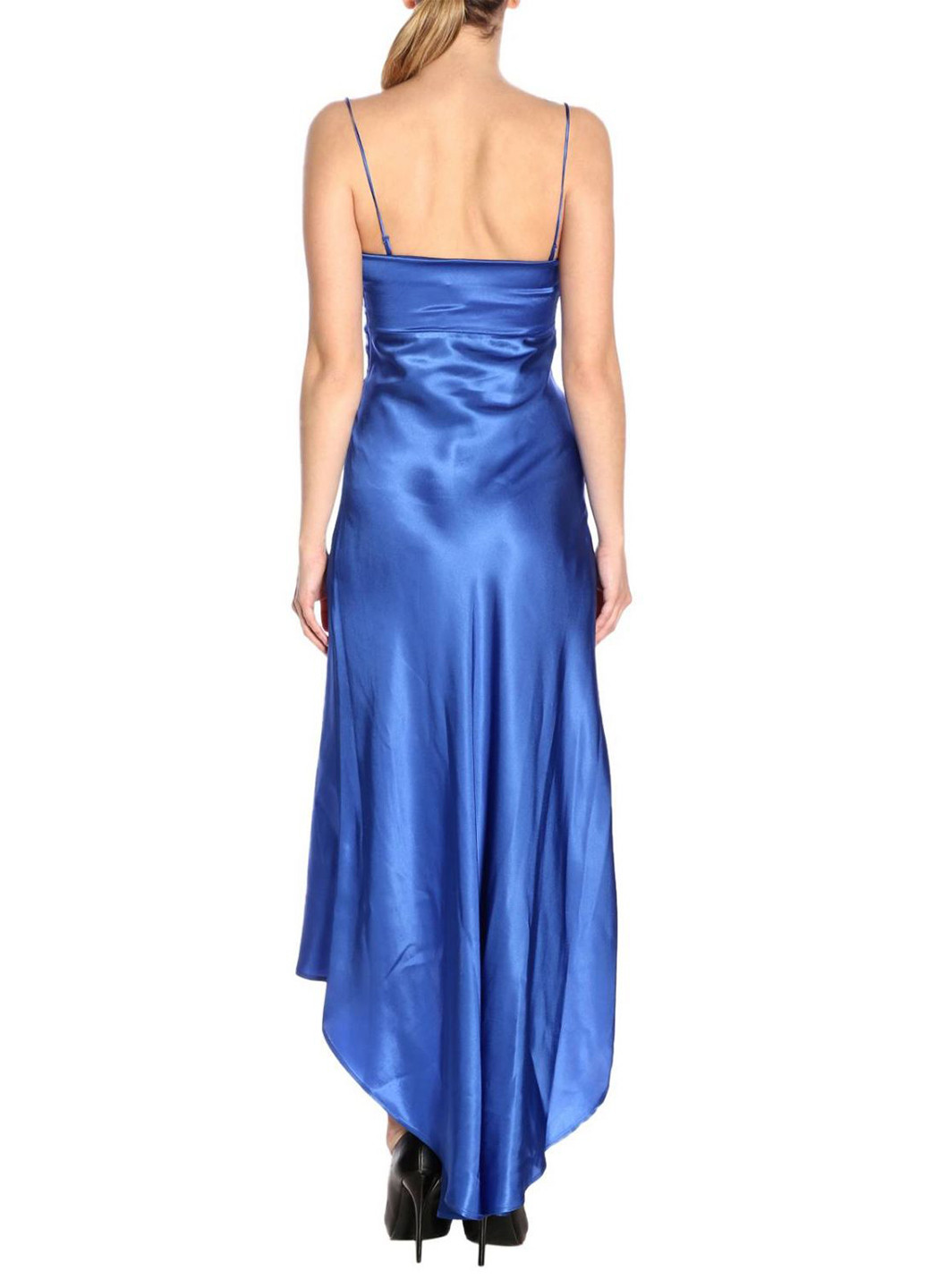 Синее коктейльное платье в стиле ампир Pinko однотонное