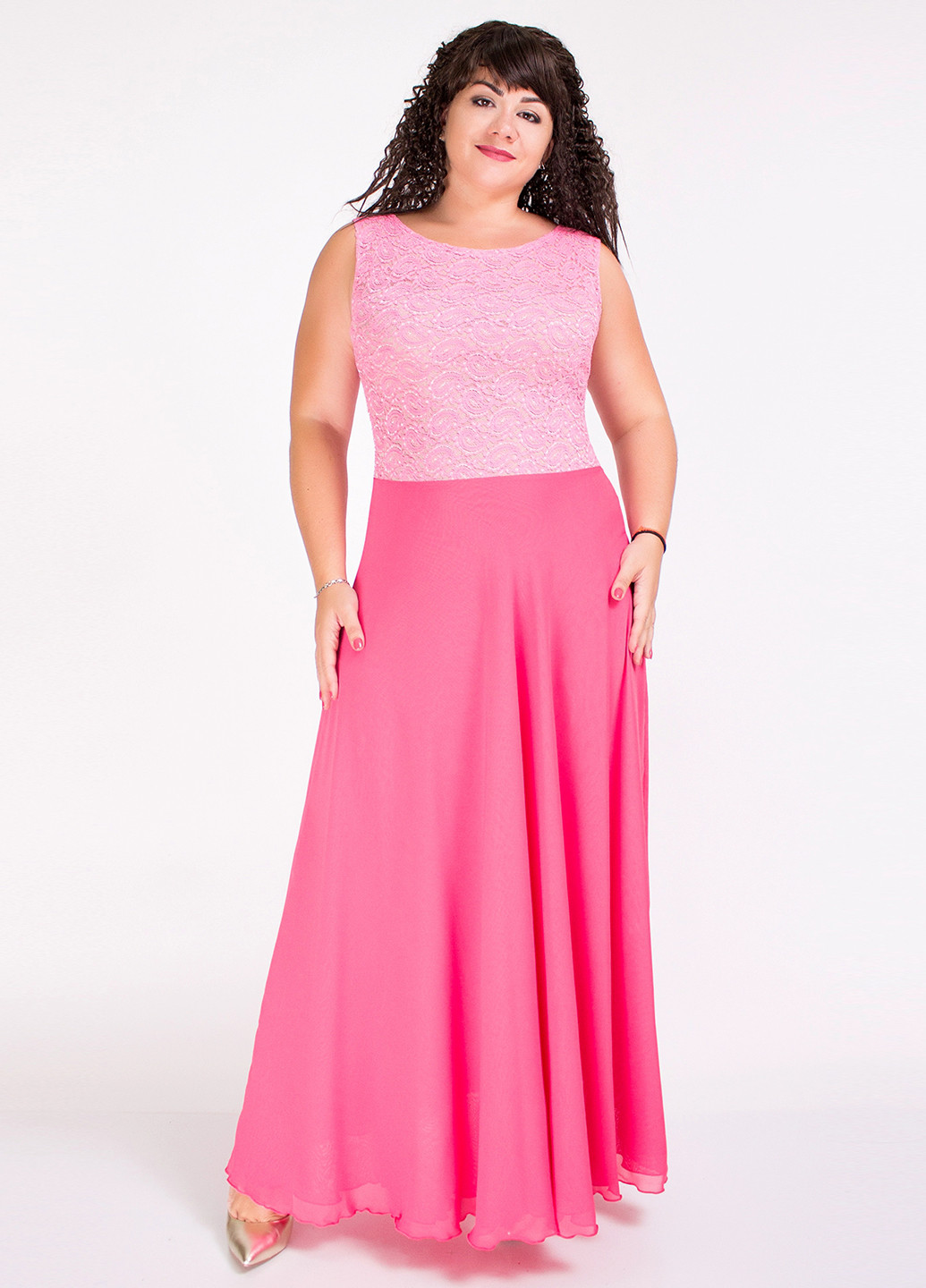 Розовое кэжуал платье клеш Adelin Fostayn однотонное