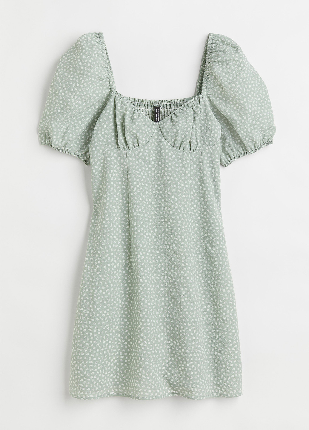 Серо-зеленое кэжуал платье H&M с цветочным принтом