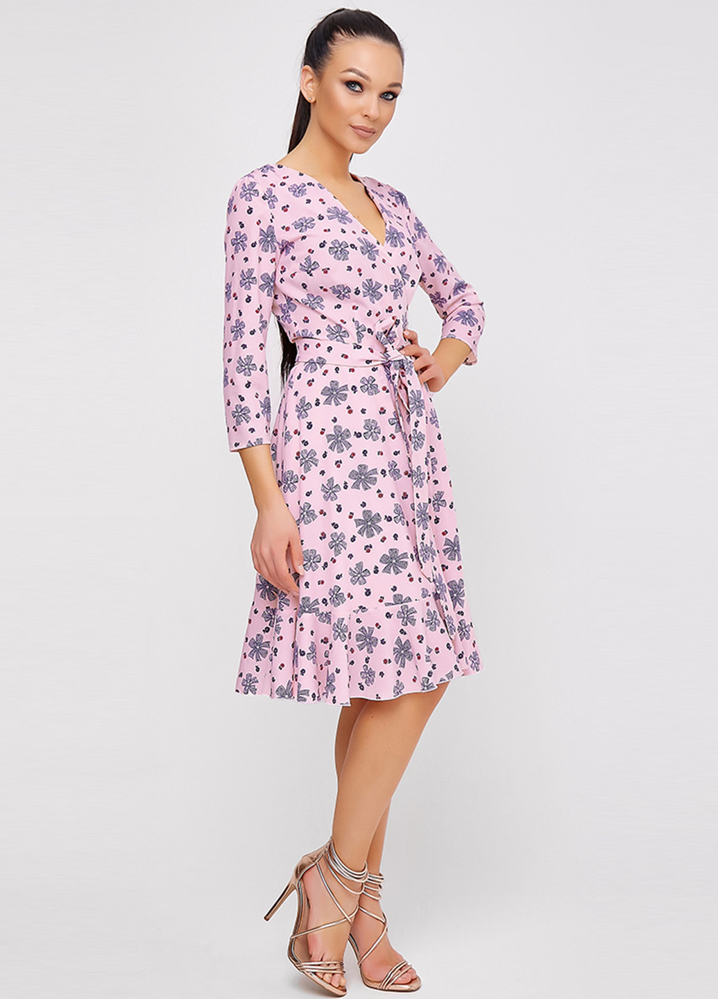 Розовое кэжуал платье ST-Seventeen с цветочным принтом