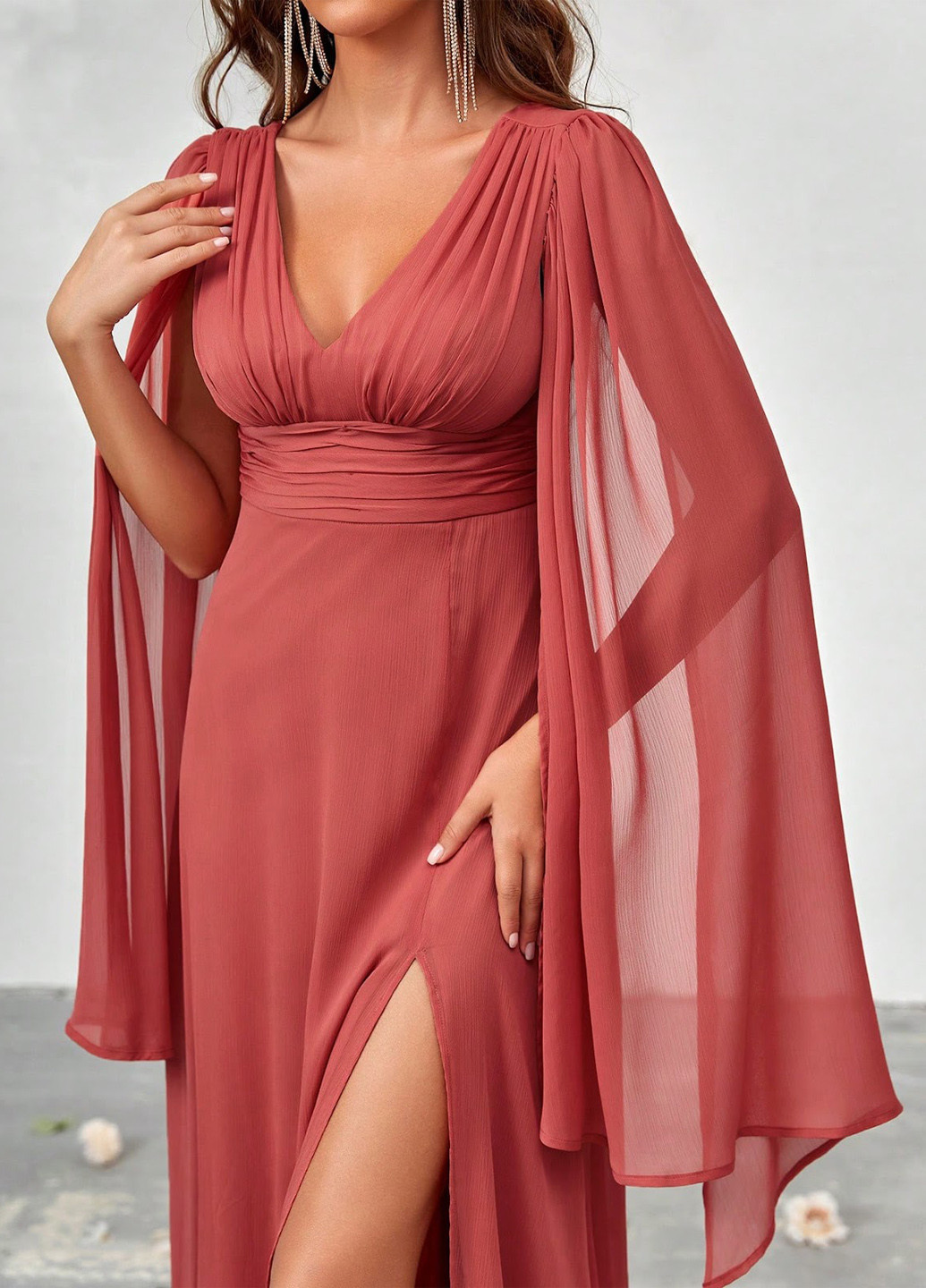 Червона вечірня сукня а-силует SHEIN однотонна