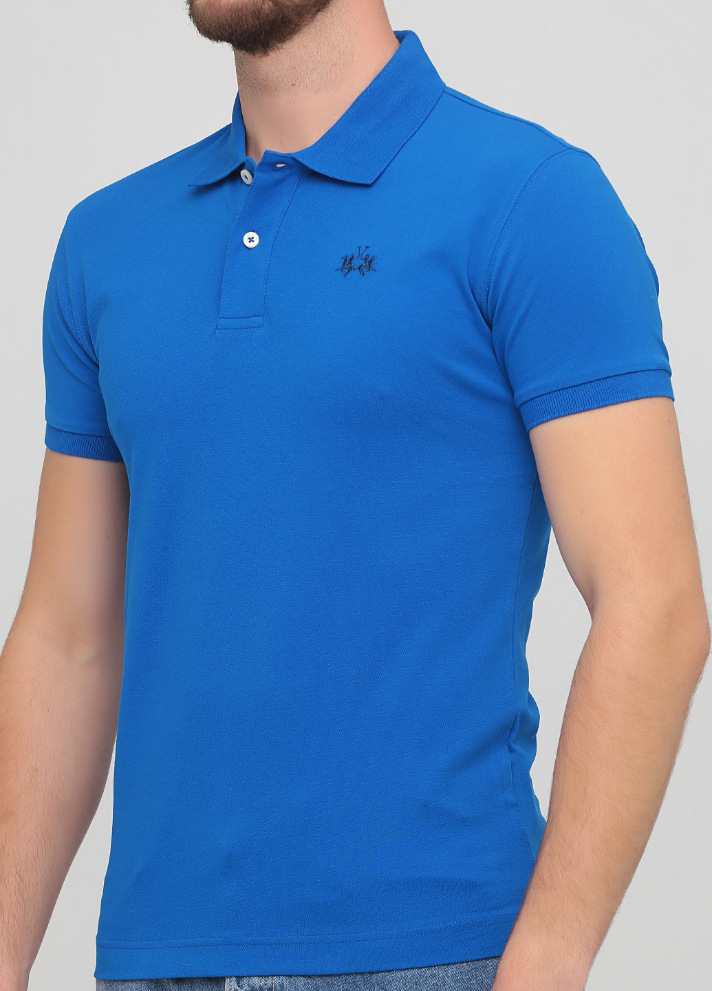 Светло-синяя футболка-поло для мужчин La Martina однотонная
