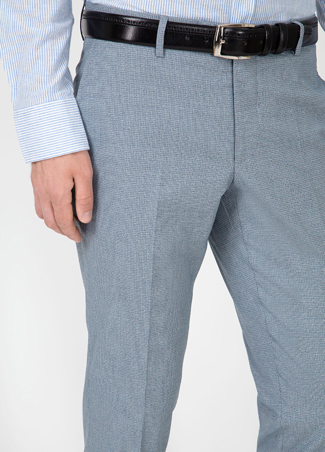 Серо-голубые классические демисезонные зауженные брюки NAVI