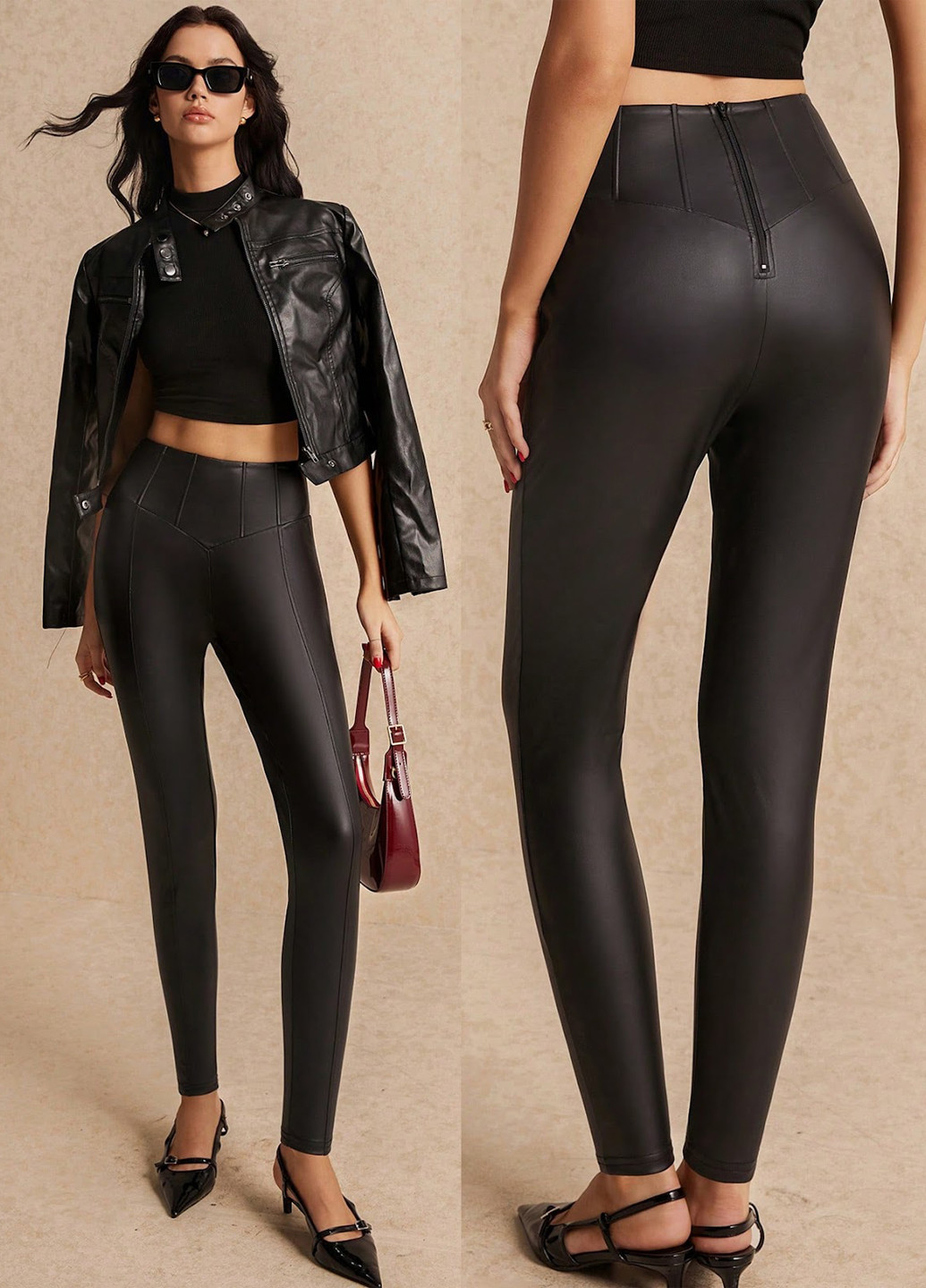 Черные демисезонные леггинсы SHEIN