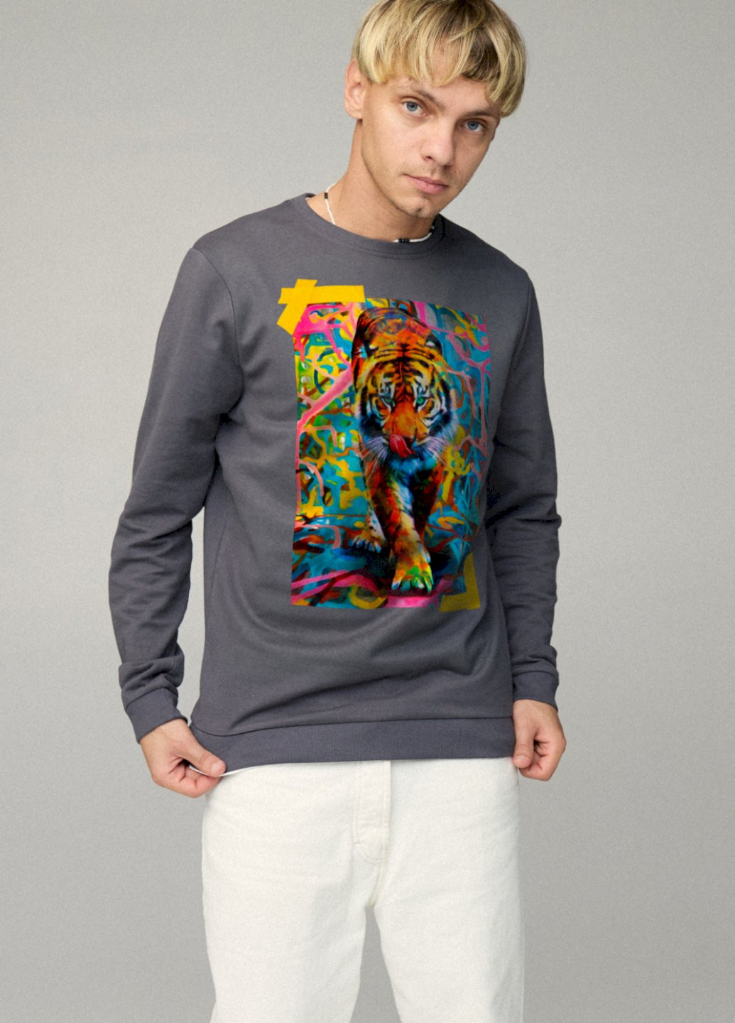 Темно-серый свитшот мужской basic /no flis/ YAPPI (252258709)