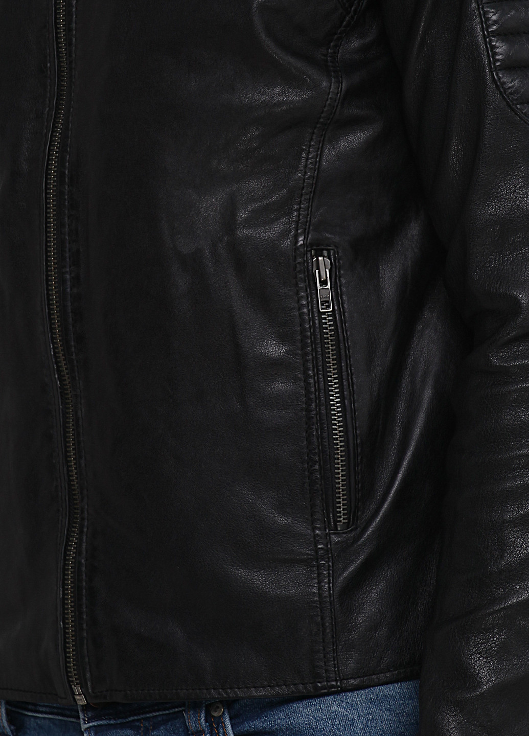 Черная демисезонная куртка кожаная Tom Tailor
