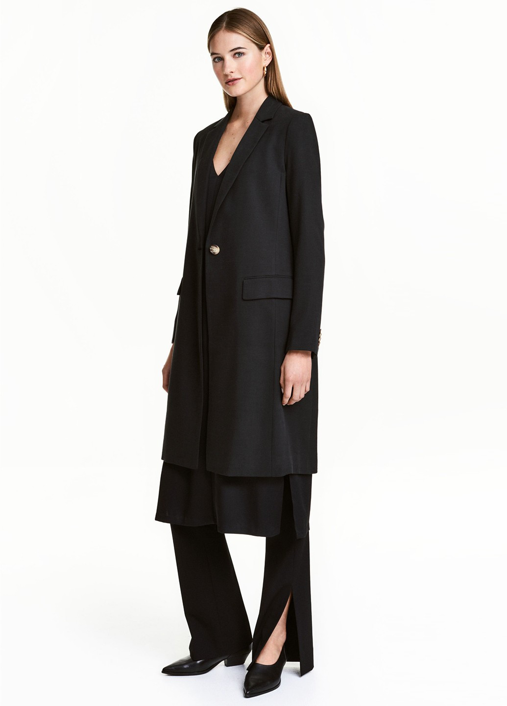 Черное демисезонное Пальто однобортное H&M