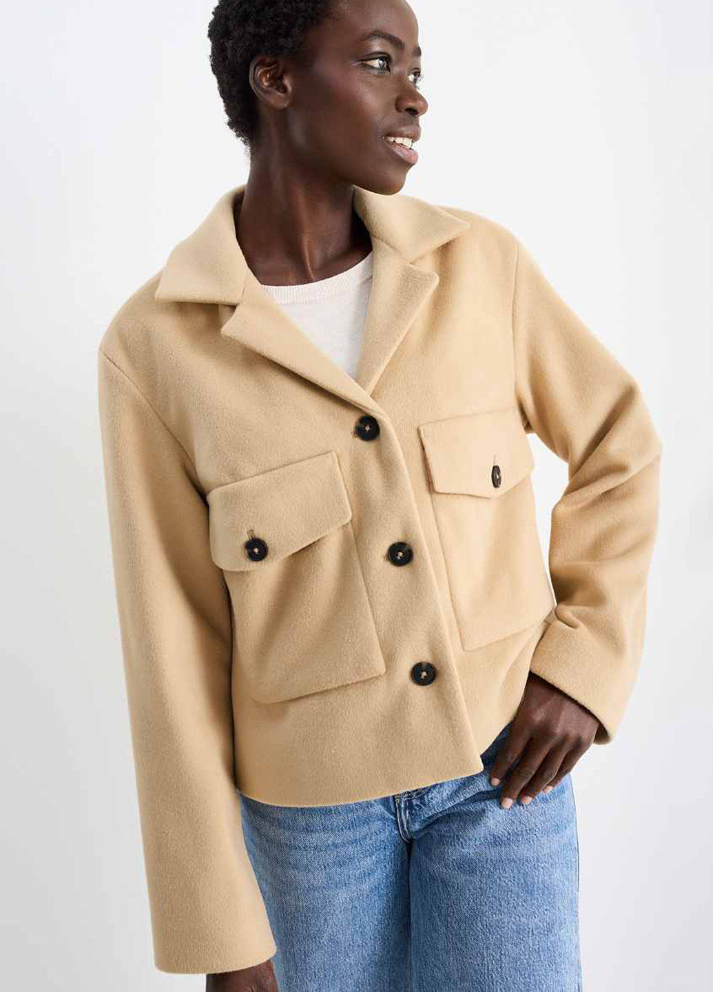 Пісочне Кежуал напівпальто однобортне C&A однотонне