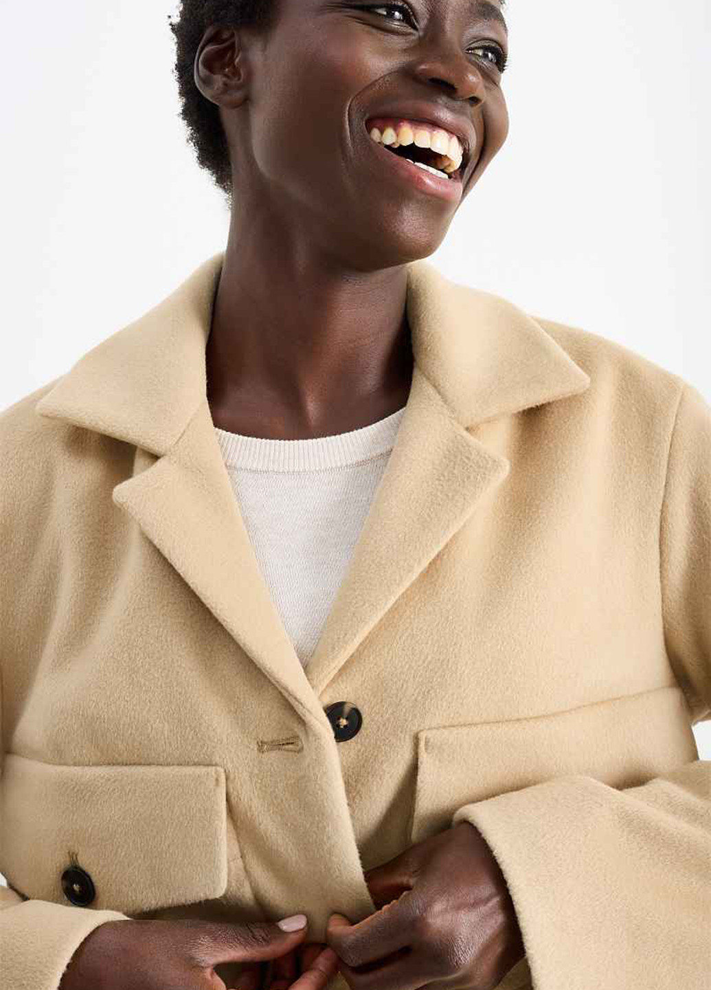 Пісочне Кежуал напівпальто однобортне C&A однотонне