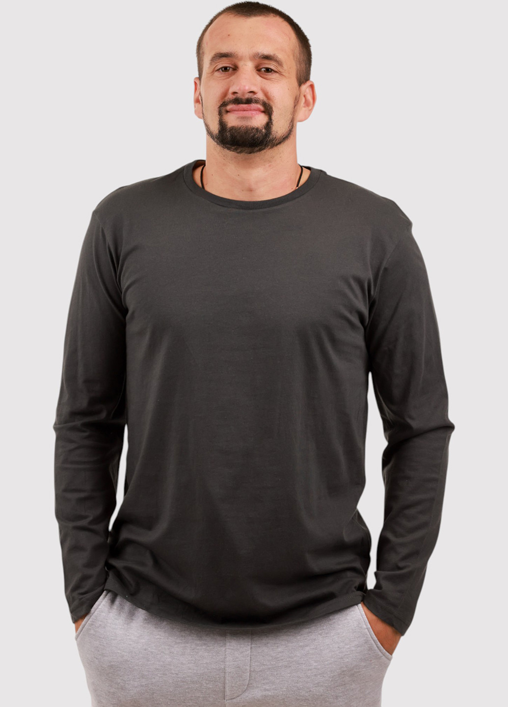 Лонгслів Canvas однотонний графітовий кежуали трикотаж, бавовна