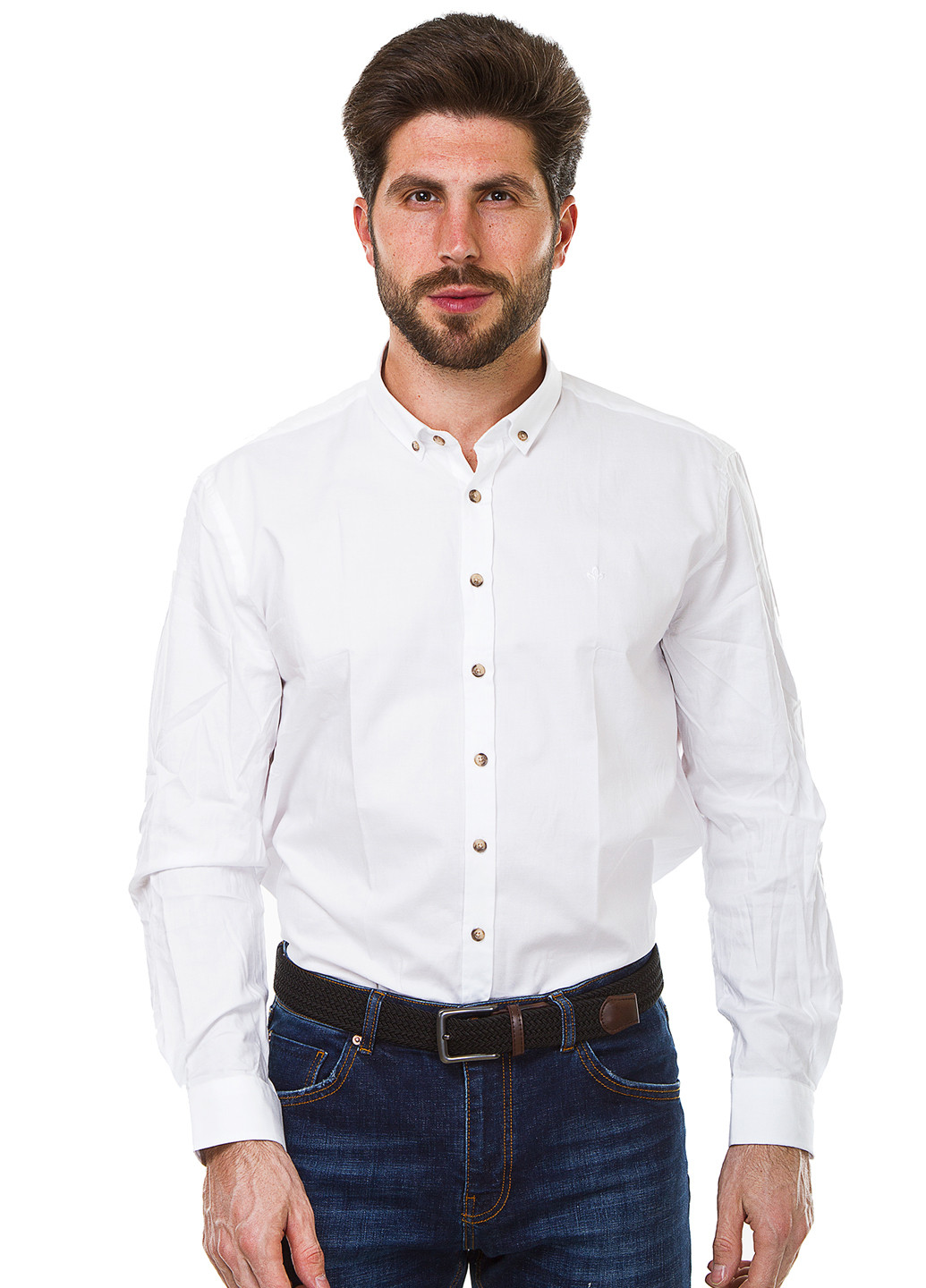 Белая классическая рубашка однотонная Madoc