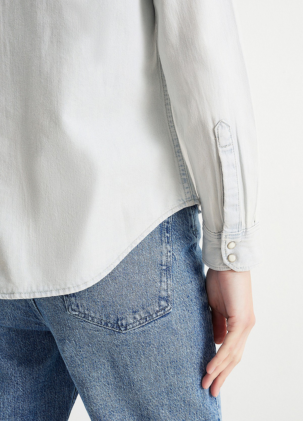 Светло-голубой джинсовая, кэжуал рубашка однотонная C&A