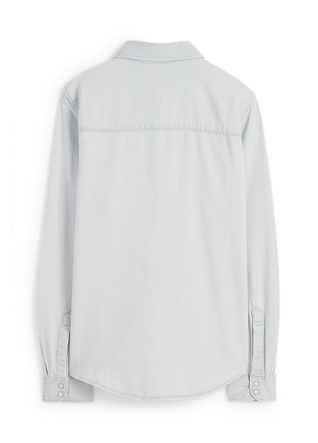 Светло-голубой джинсовая, кэжуал рубашка однотонная C&A