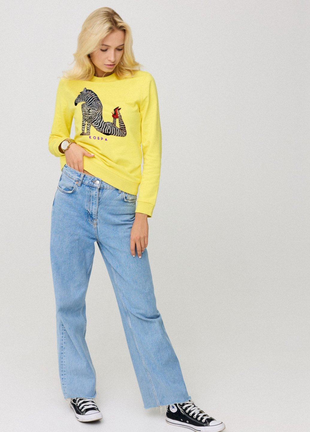 Жовтий свитшот женский с принтом basic /no flis/ YAPPI (254557667)