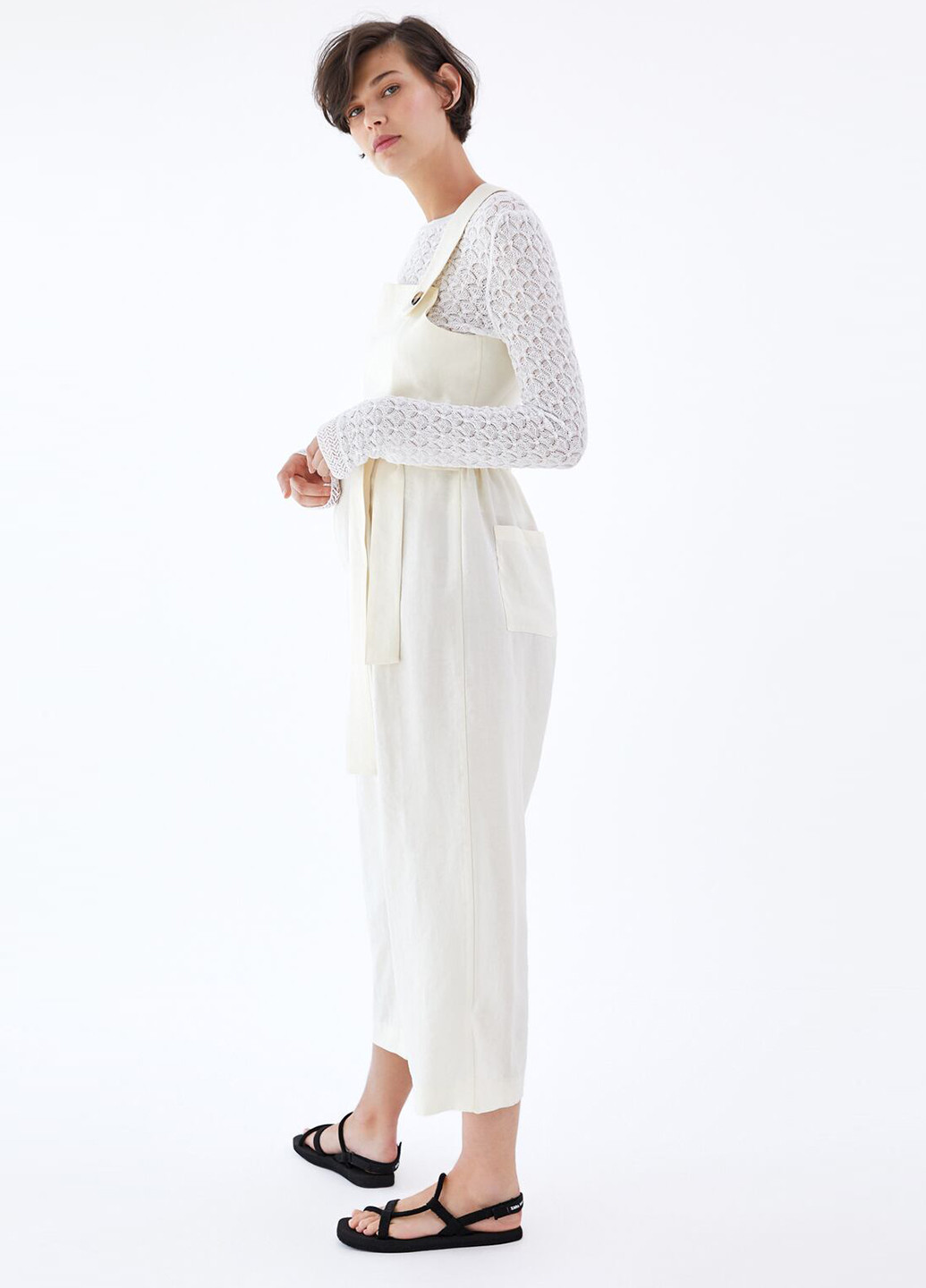 Комбінезон для вагітних Zara комбінезон-брюки однотонний молочний кежуал ліоцелл
