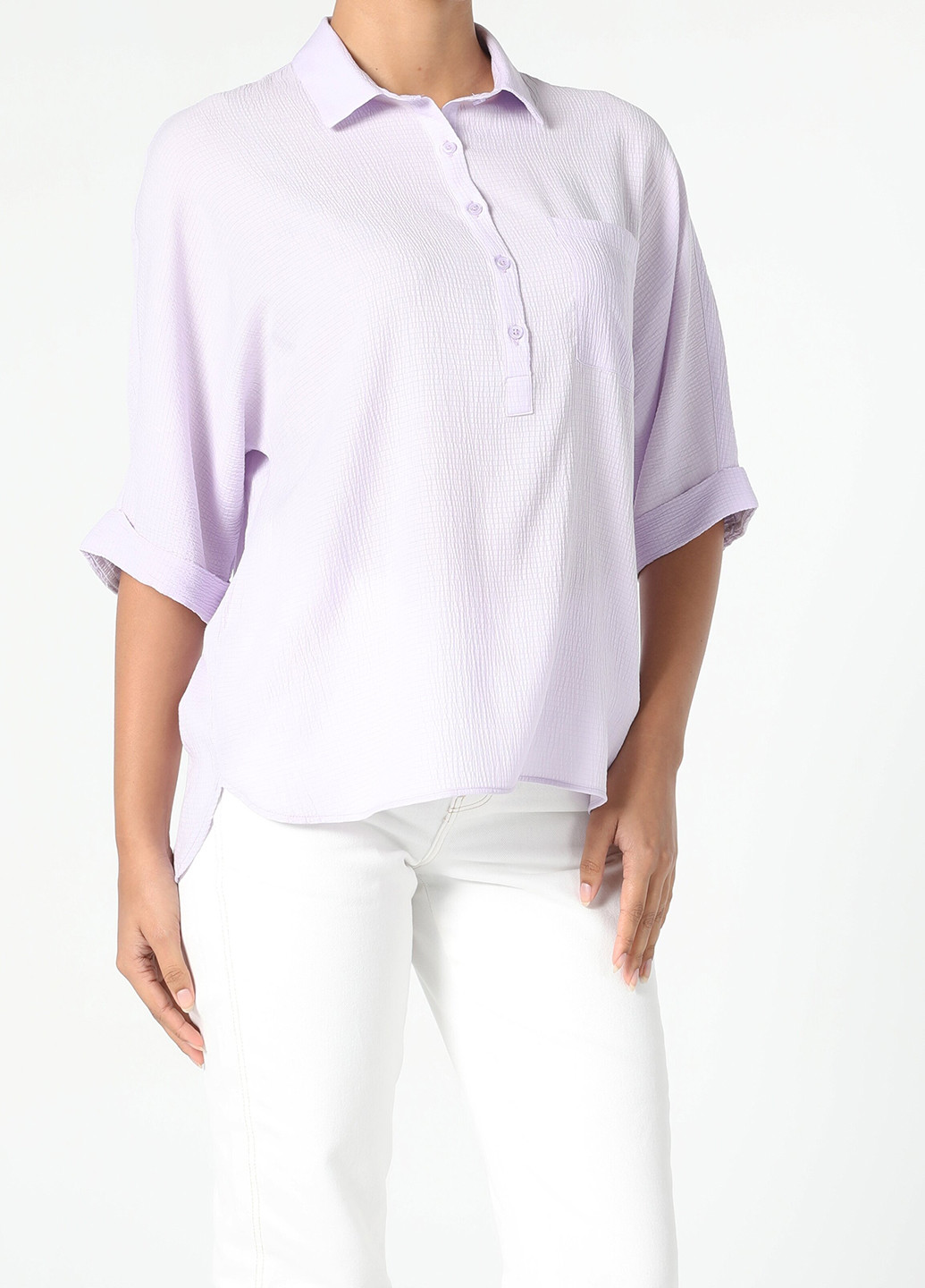 Лиловая кэжуал рубашка однотонная Colin's