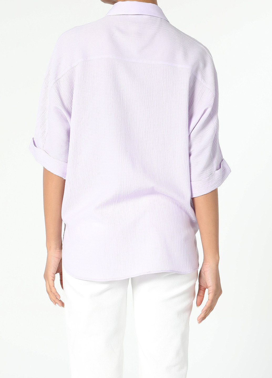 Лиловая кэжуал рубашка однотонная Colin's