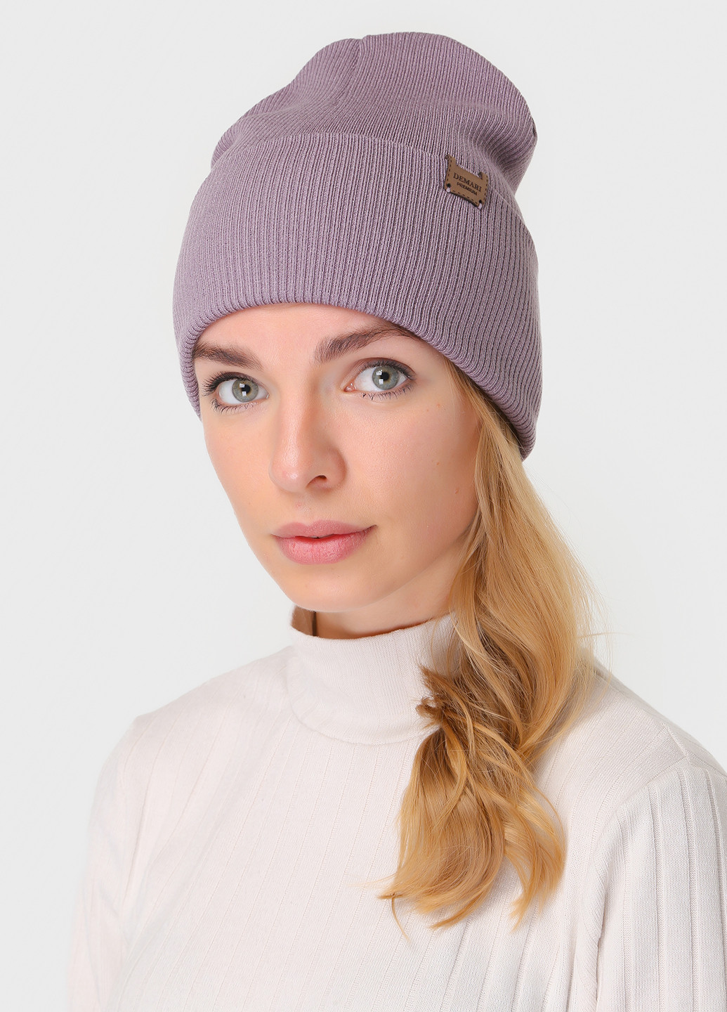 Теплая зимняя женская кашемировая шапка с отворотом без подкладки 500080 DeMari венди (244712830)