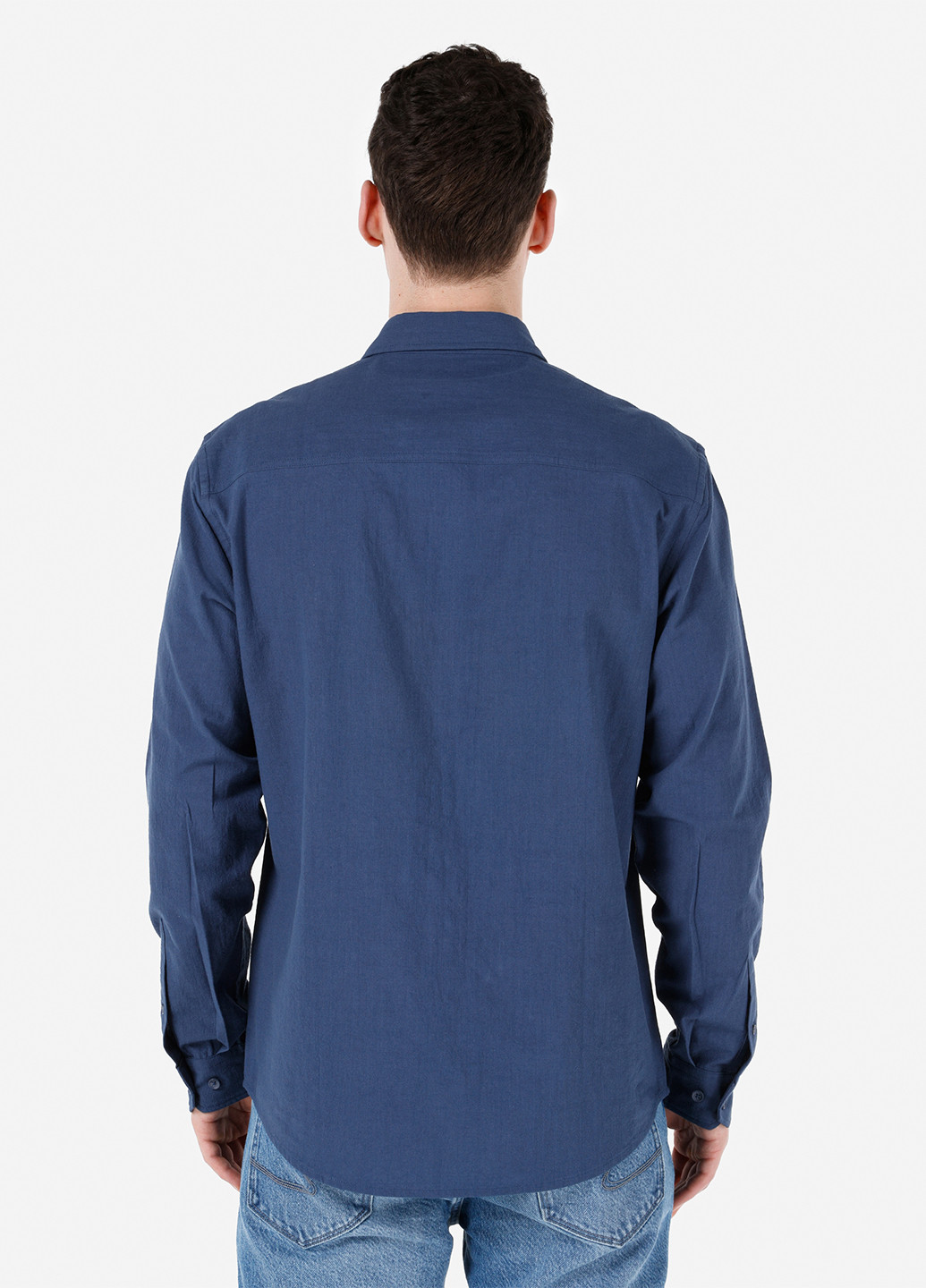Индиго кэжуал рубашка однотонная Colin's