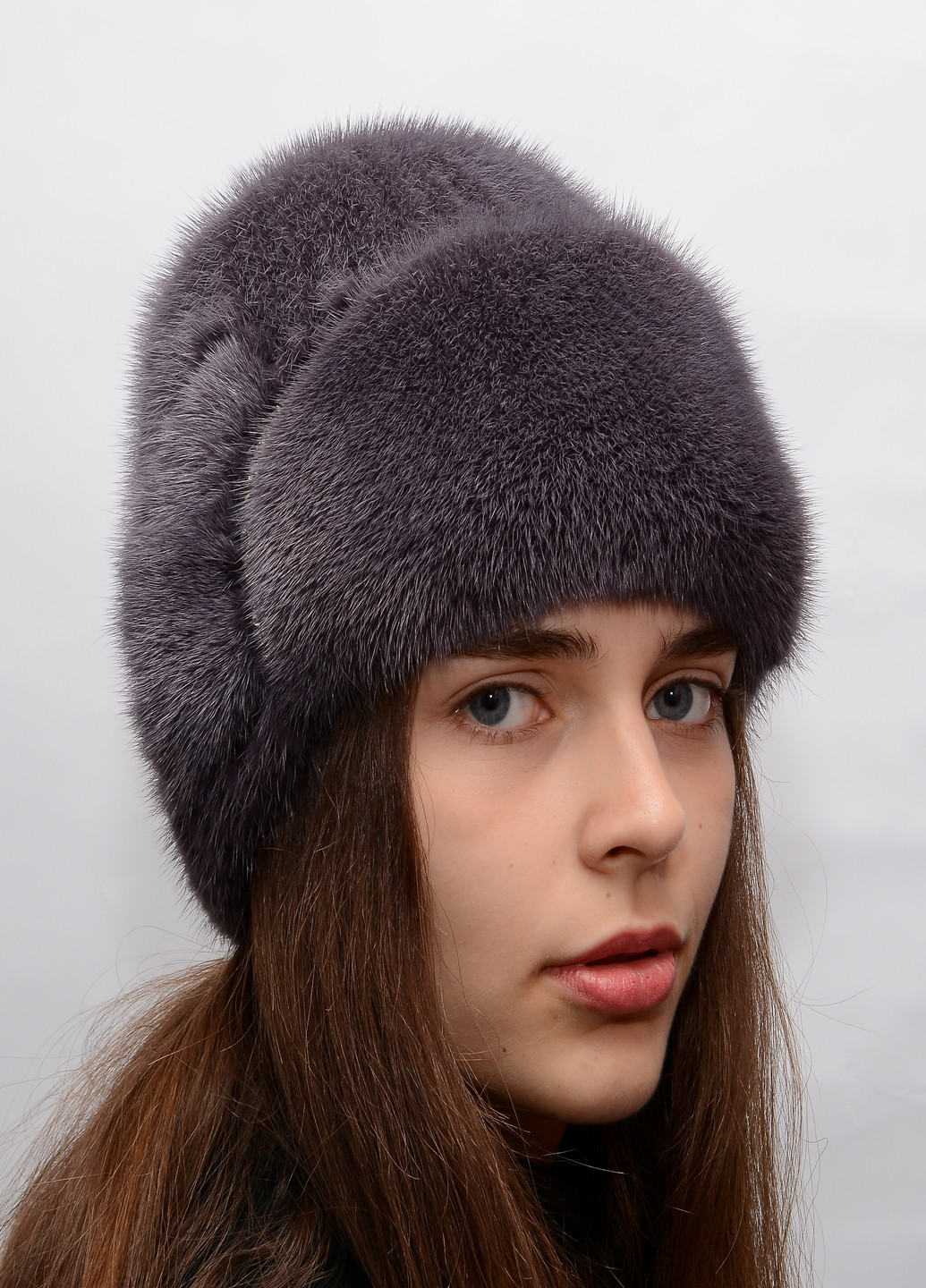 Зимняя женская норковая шапка из вязаного меха Меховой Стиль Лобик (199429252)