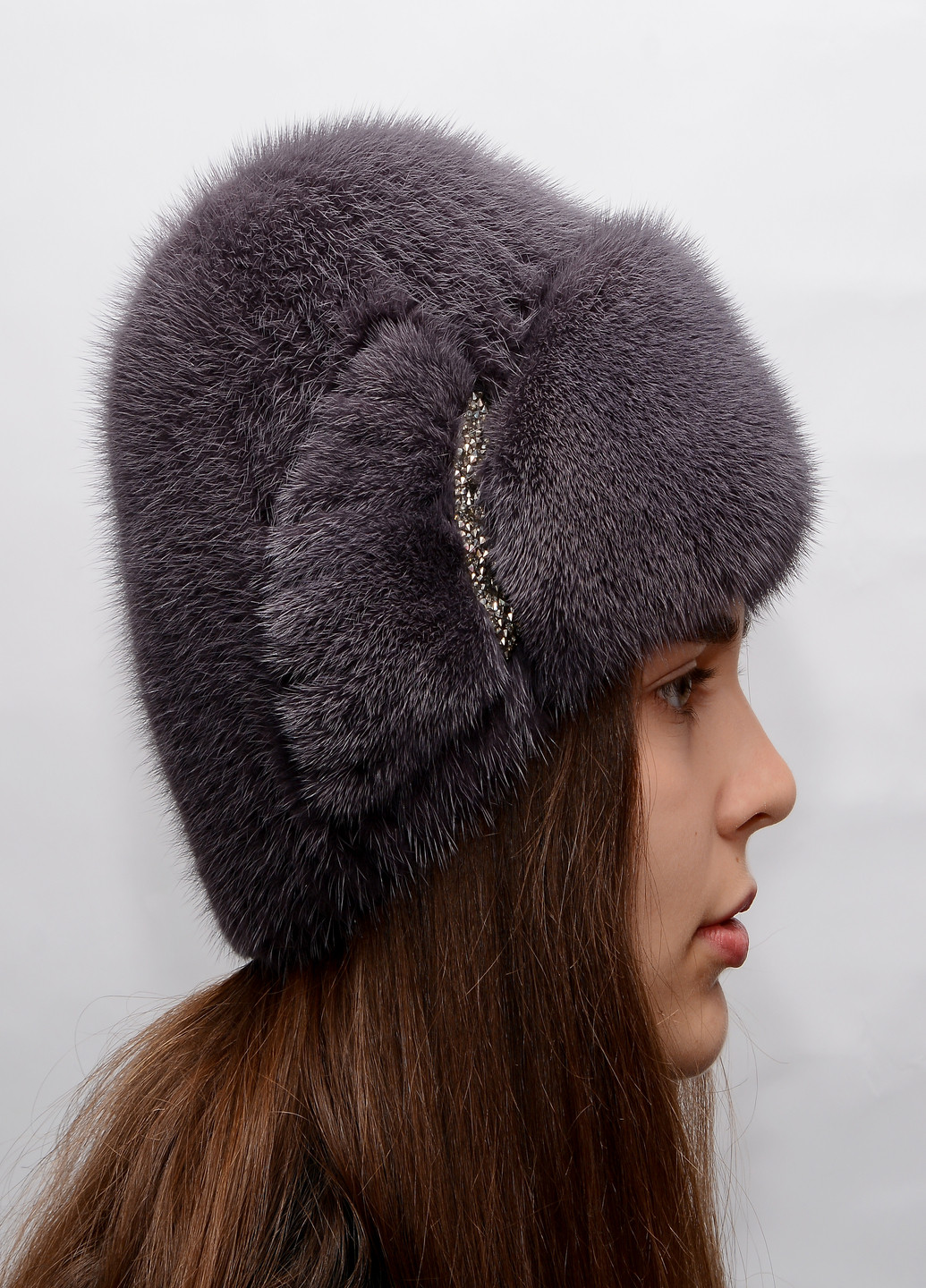 Зимняя женская норковая шапка из вязаного меха Меховой Стиль Лобик (199429252)