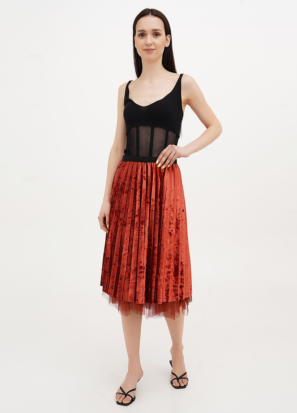 Медная кэжуал однотонная юбка Joie Clair клешированная