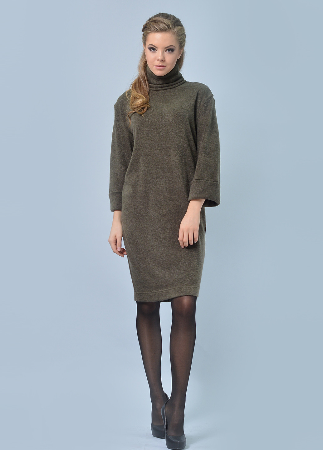 Оливковое кэжуал платье платье-свитер Lila Kass меланжевое