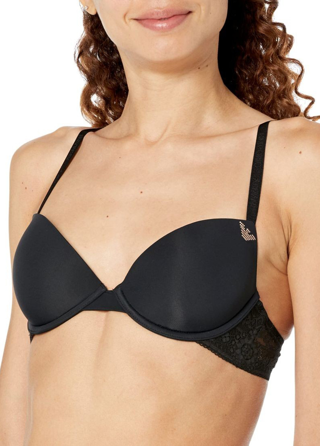 Чёрный бюстгальтер Emporio Armani с косточками полиамид