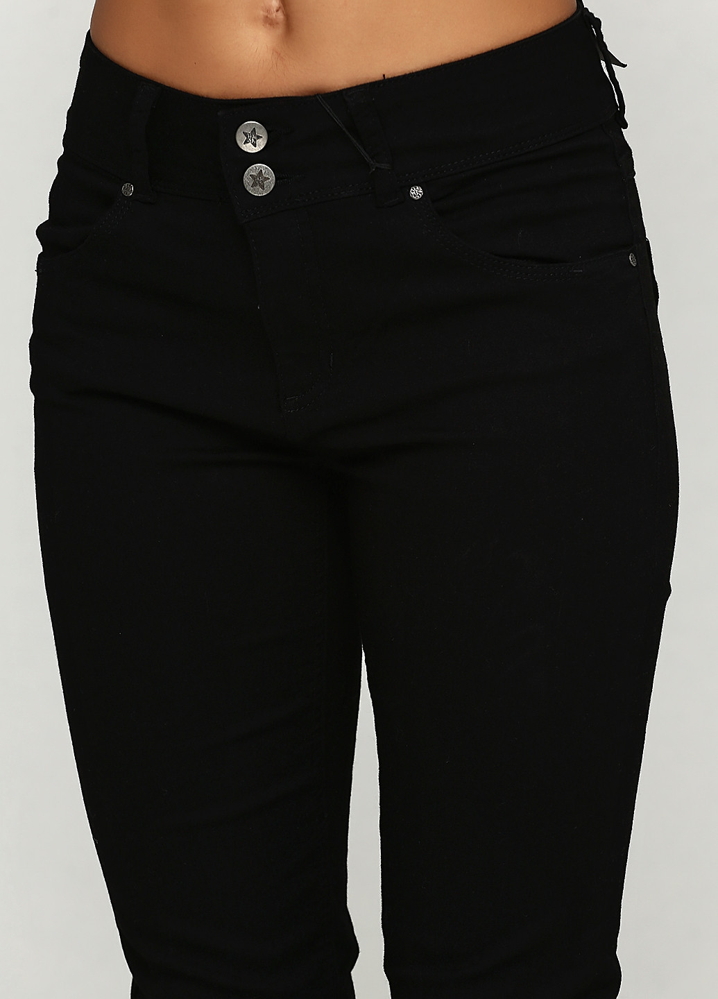 Черные демисезонные зауженные джинсы Imitz