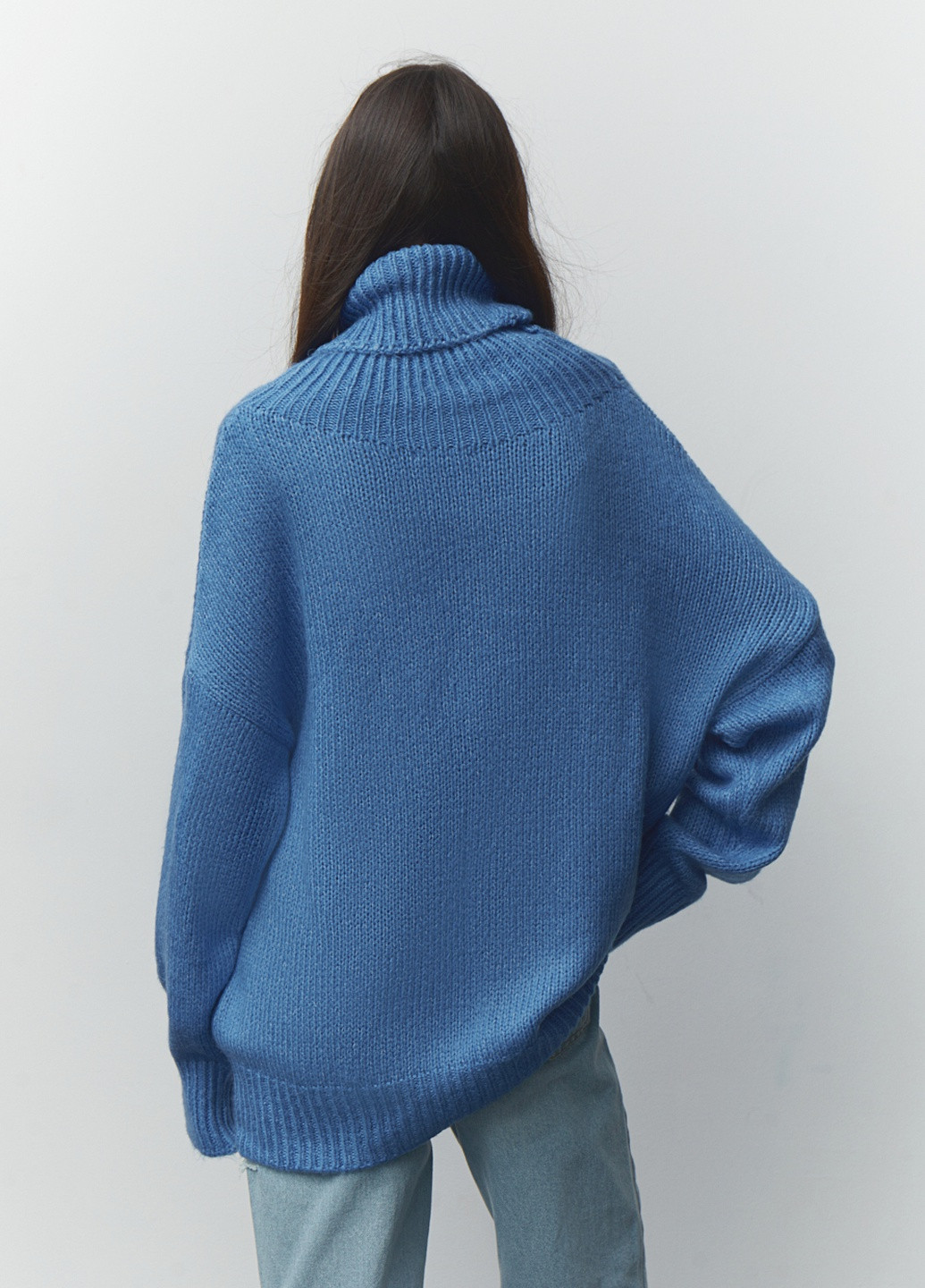 Синій зимовий светр з високим коміром джемпер Papaya